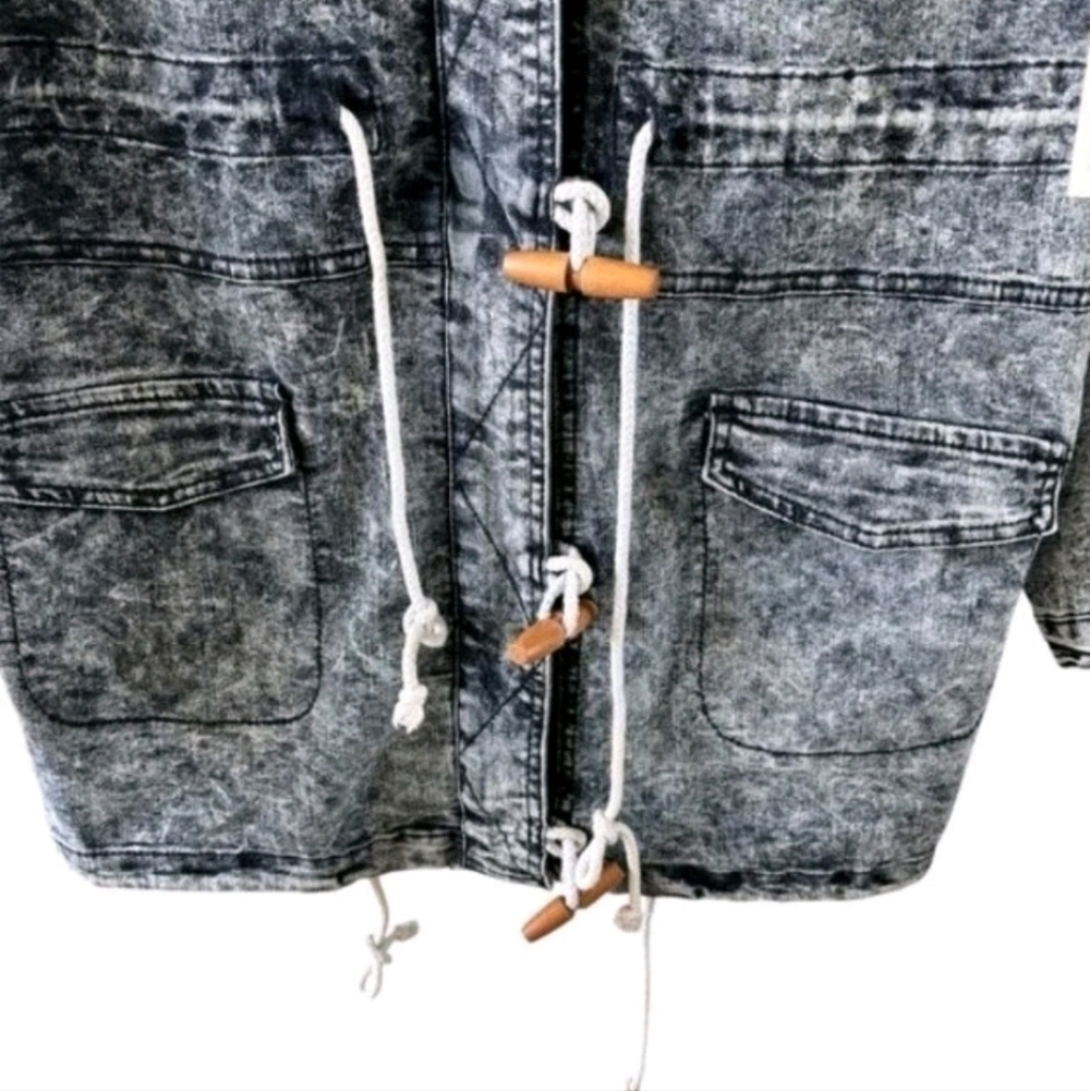 Rare Special A Denim Women's Acid Wash Hooded Urban Casual Toggle Jacket Size L. - Picture 4 of 9
